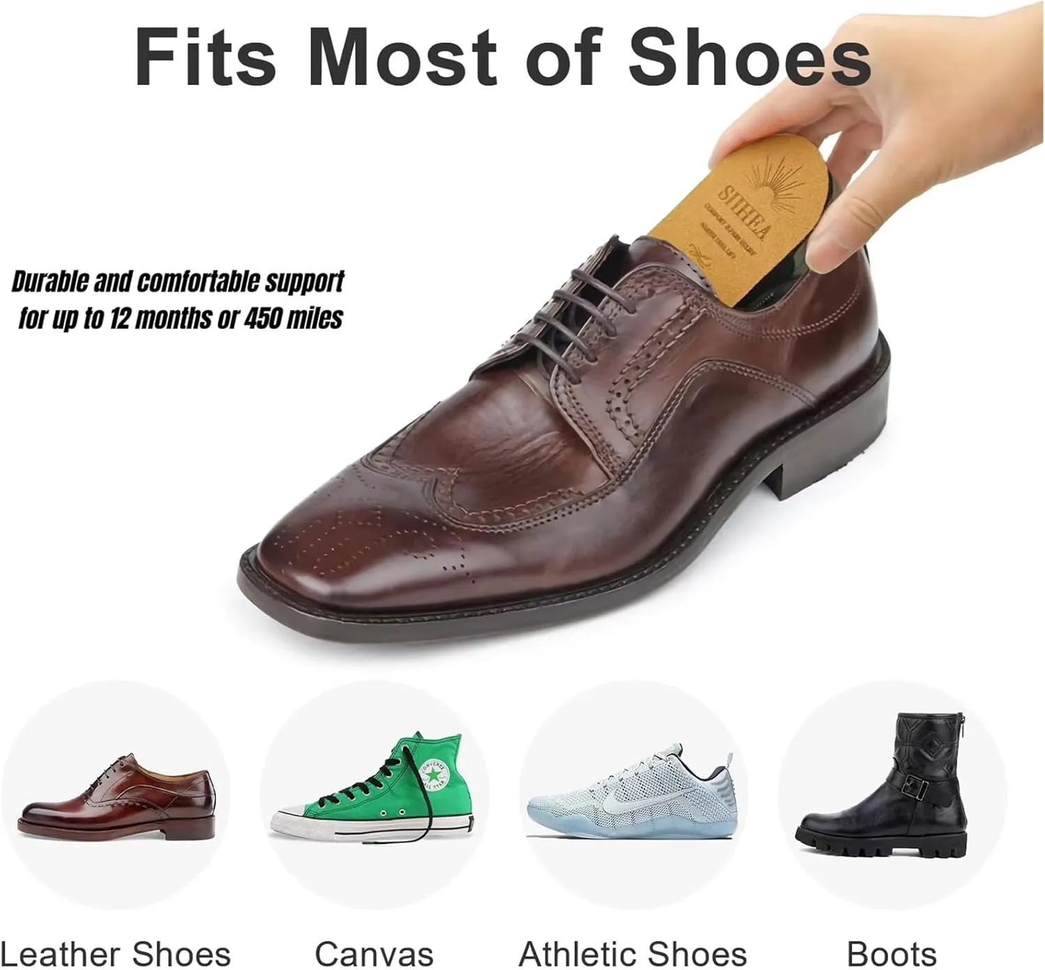 Adjustable Heel Lifts for Shoes, 1/4'' Height Increase Insoles for Achilles Tendonitis, Heel Pain, Leg Length Discrepancy, Plantar Fasciitis, Shoe Lifts Men, Women (Brown, Large (Single Lift))