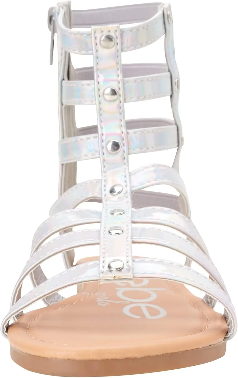 bebe Toddler Girls Sandals - Lightweight Leather Open Toe Summer Dressy Flat Strappy Girls Gladiator Sandals