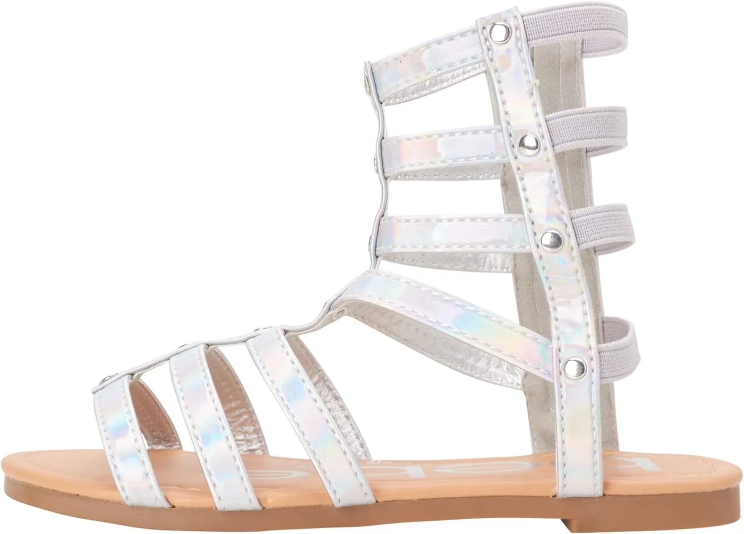 bebe Toddler Girls Sandals - Lightweight Leather Open Toe Summer Dressy Flat Strappy Girls Gladiator Sandals