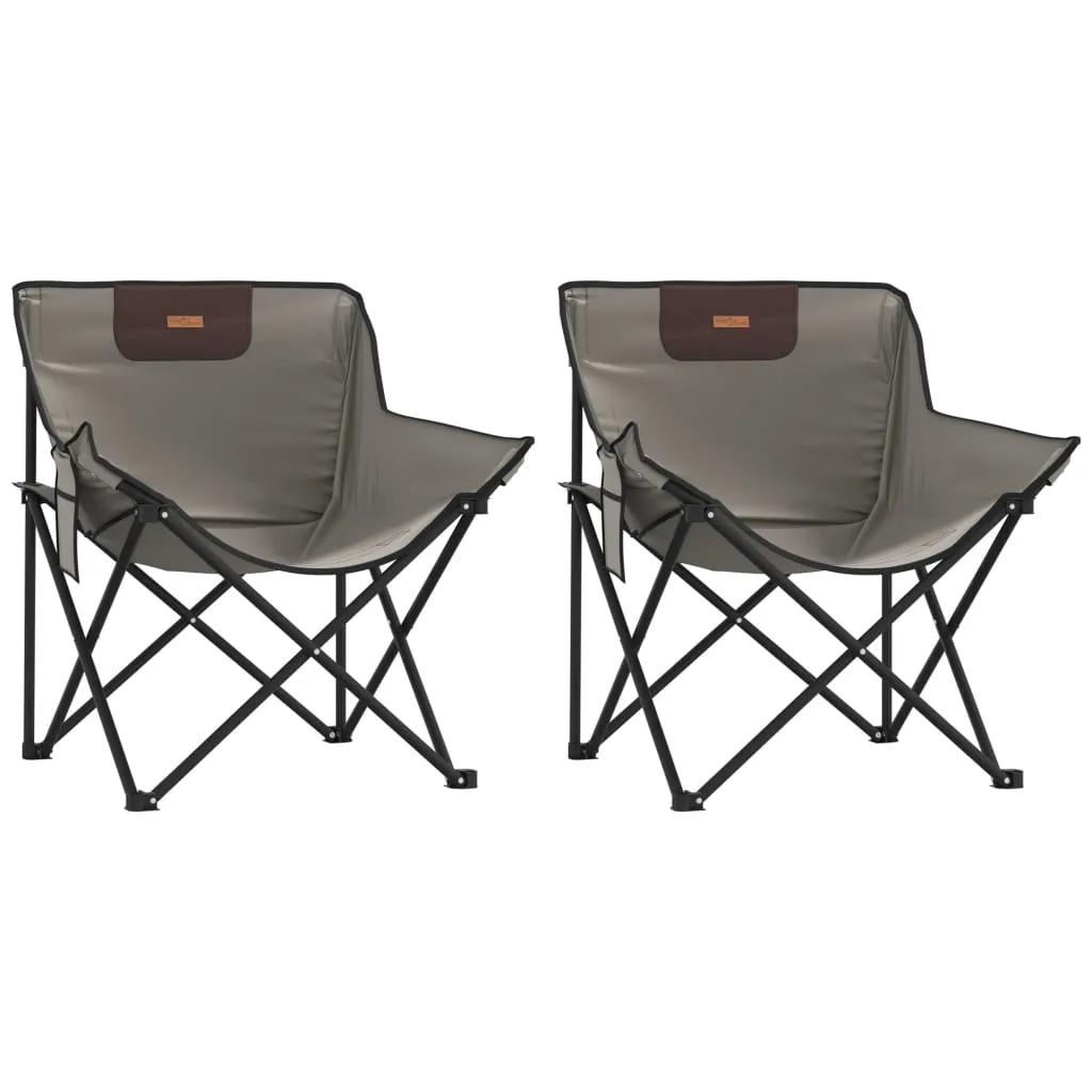Camping Chairs with Pocket Foldable 2 pcs Grey