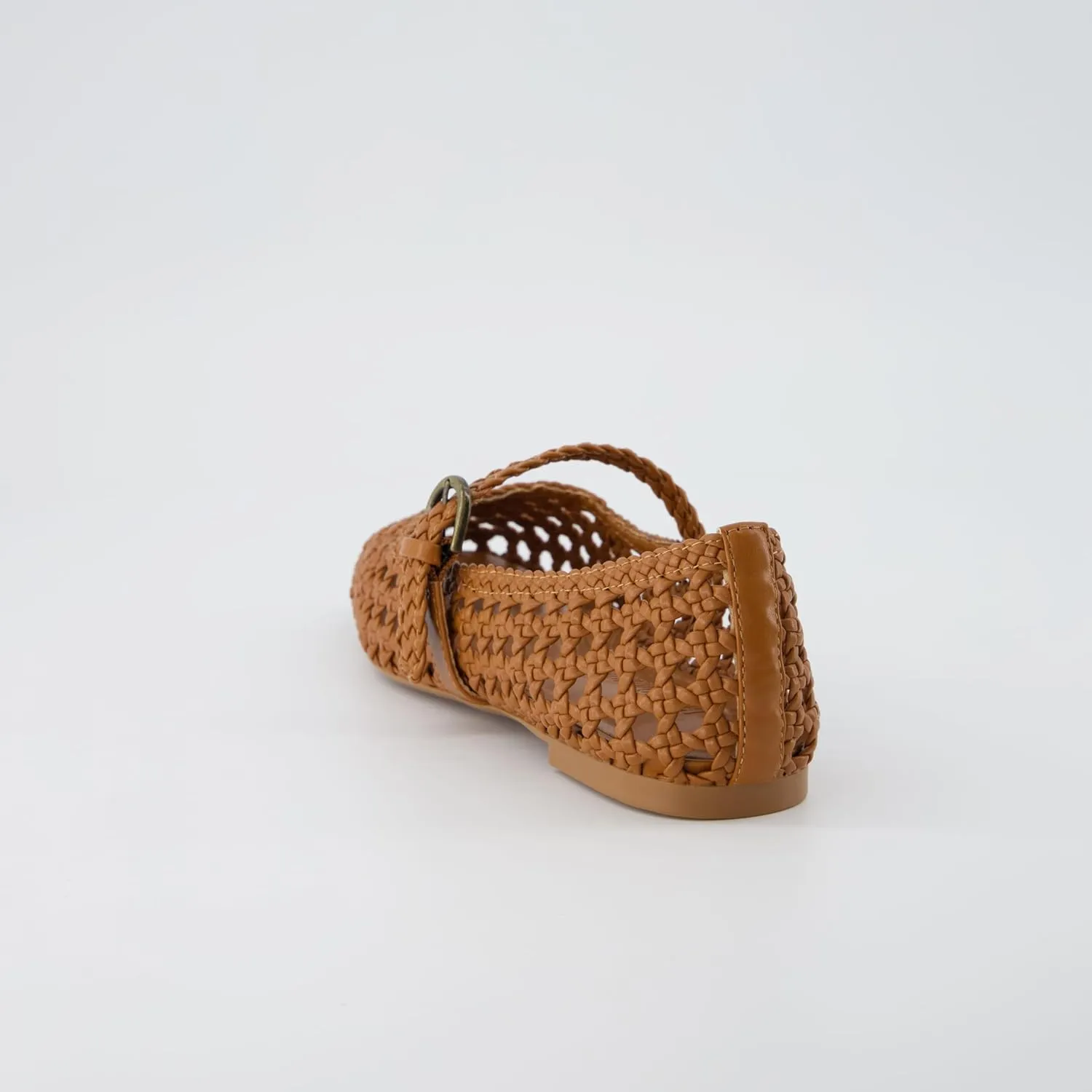 CUSHIONAIRE Weston Womens Hand Woven Dressy Ballet Flats  Faux Leather Mary Jane with Adjustable Strap & Memory Foam
