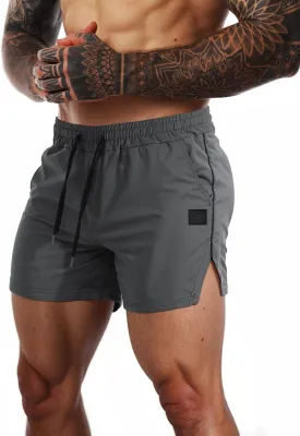 FLYFIREFLY Men's Gym Workout Shorts Quick Dry Lightweight Athletic Shorts Running Bodybuilding Training with Towel Loop