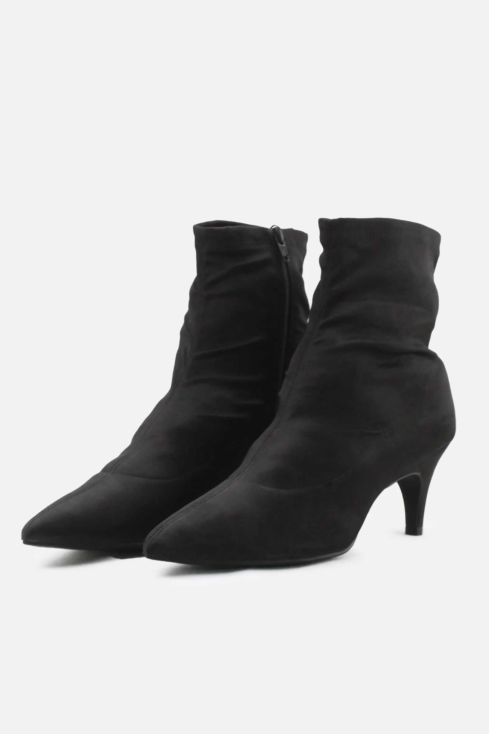 Insole Zipper Kitten Heels Ankle Boots | Textile