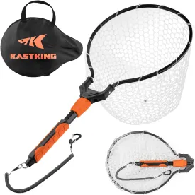 KastKing Titanet Fishing Net, Durable Aluminum Handle, Non-Slip Hi-vis Grip, Compact Storage Bag & Lanyard, Ideal for Kayak & Wading Fishing, Two Net Options