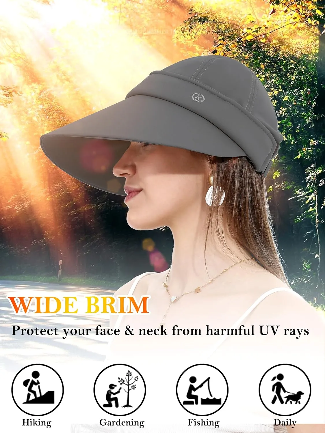 LA CARRIE Women Sun Hats Detachable Wide Brim UV Protection UPF 50  Summer Beach Visor for Outdoor Sports