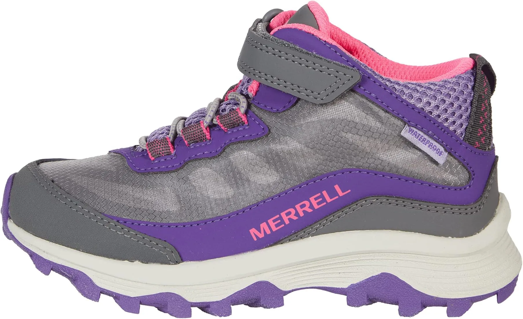 Moab Speed Mid A/C Waterproof Merrell Hiking Shoes, Grey/Pink/Purple