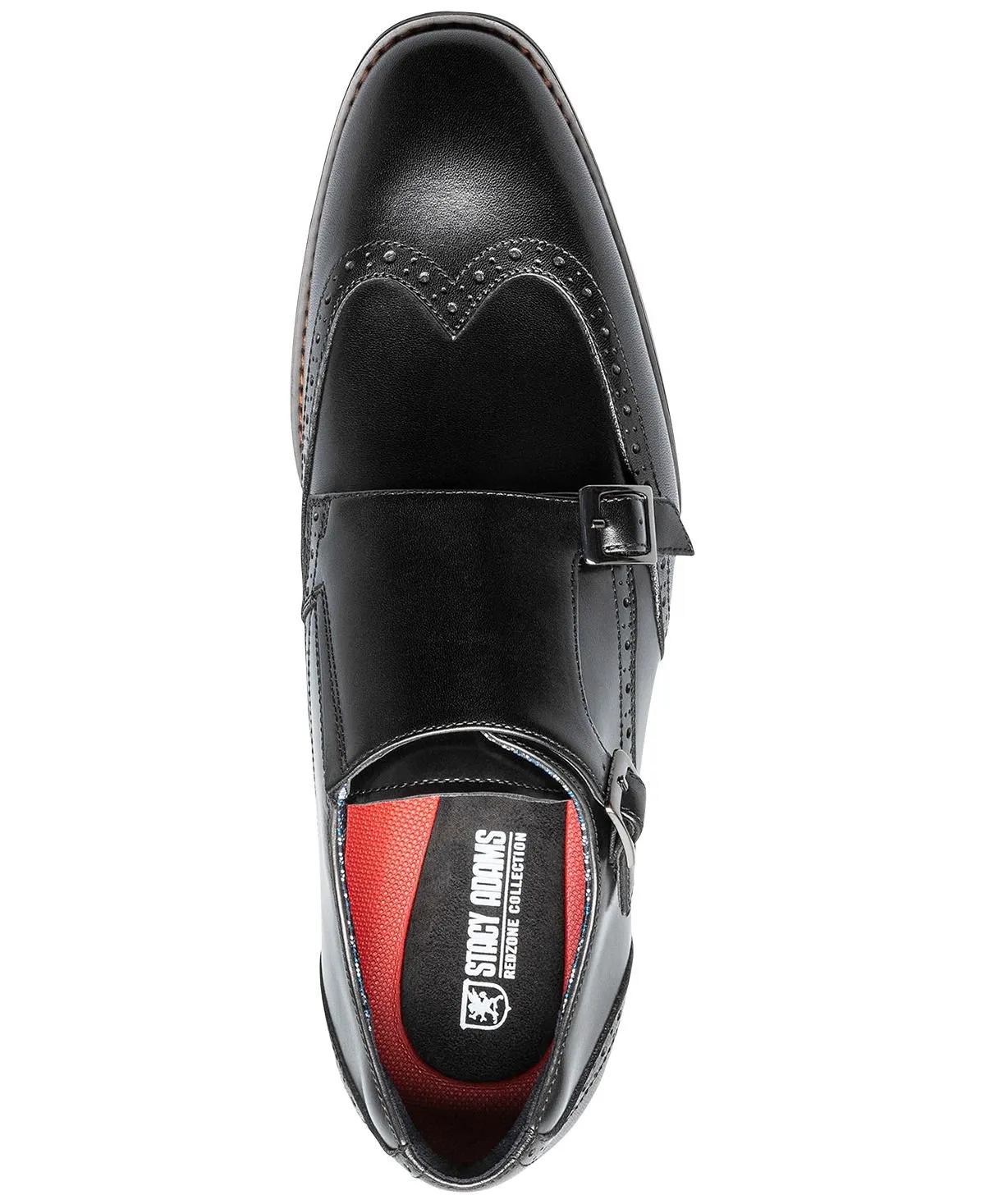 Monk Stacy Adams Men's Karson Wingtip Double Strap Dress Shoes, Black