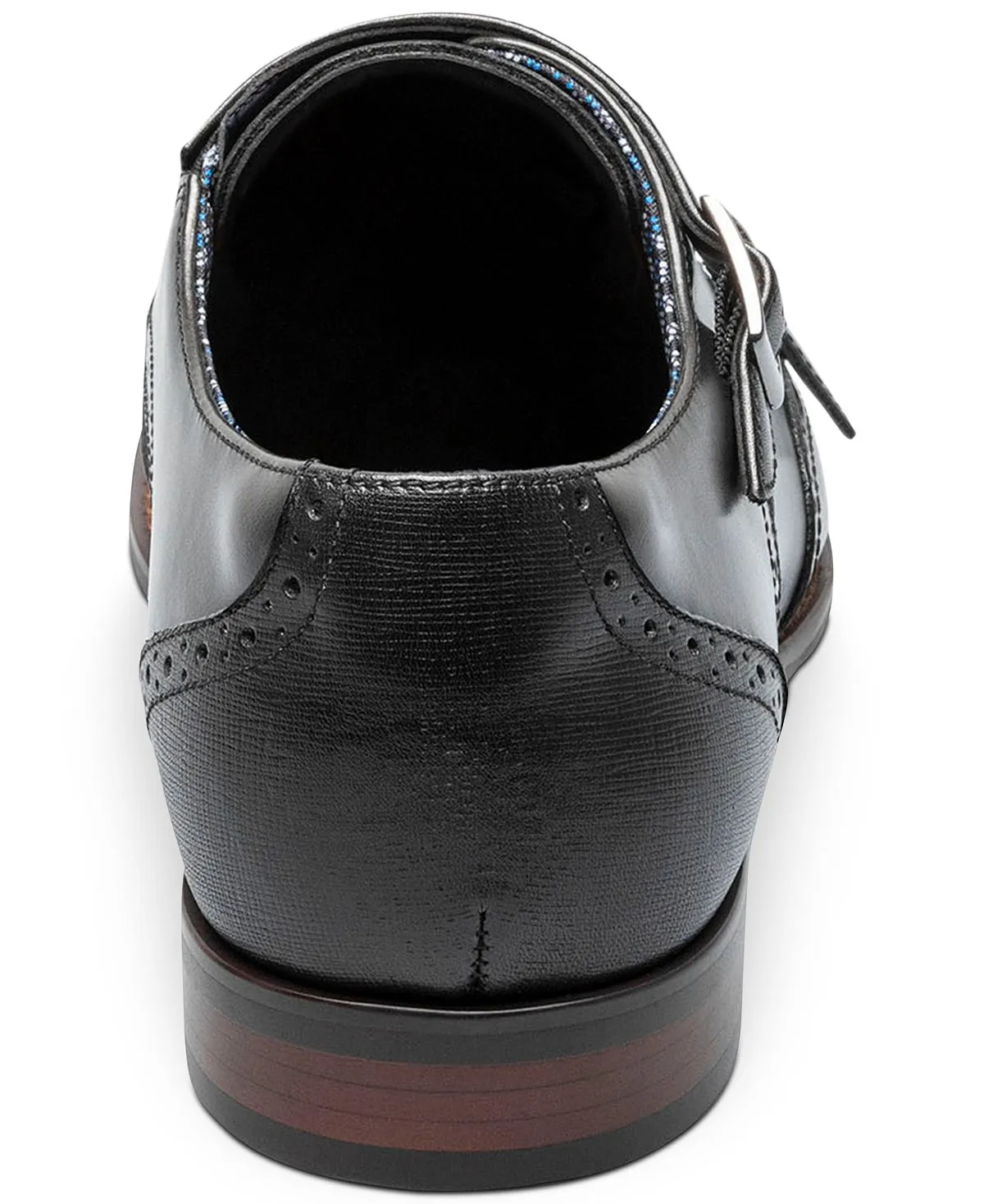 Monk Stacy Adams Men's Karson Wingtip Double Strap Dress Shoes, Black