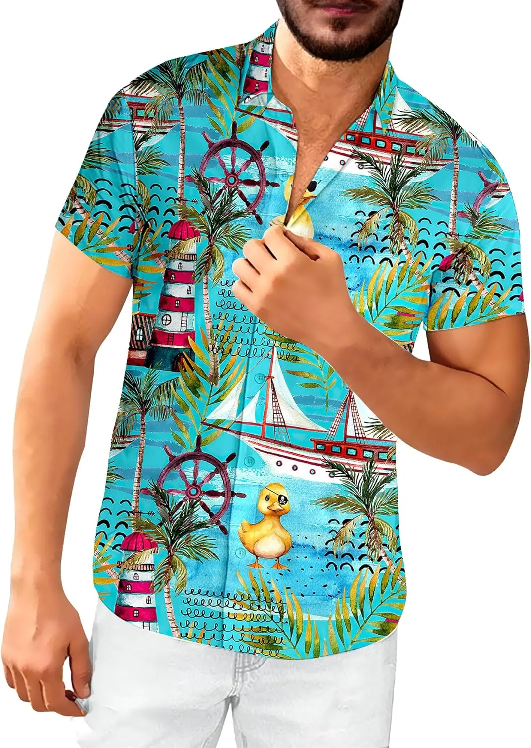 Neon Shirts for Men Button Up Shirts,Mens Neon Shirt Hawaiian Shirt for Men,Mens Beach Shirts Neon Clothes