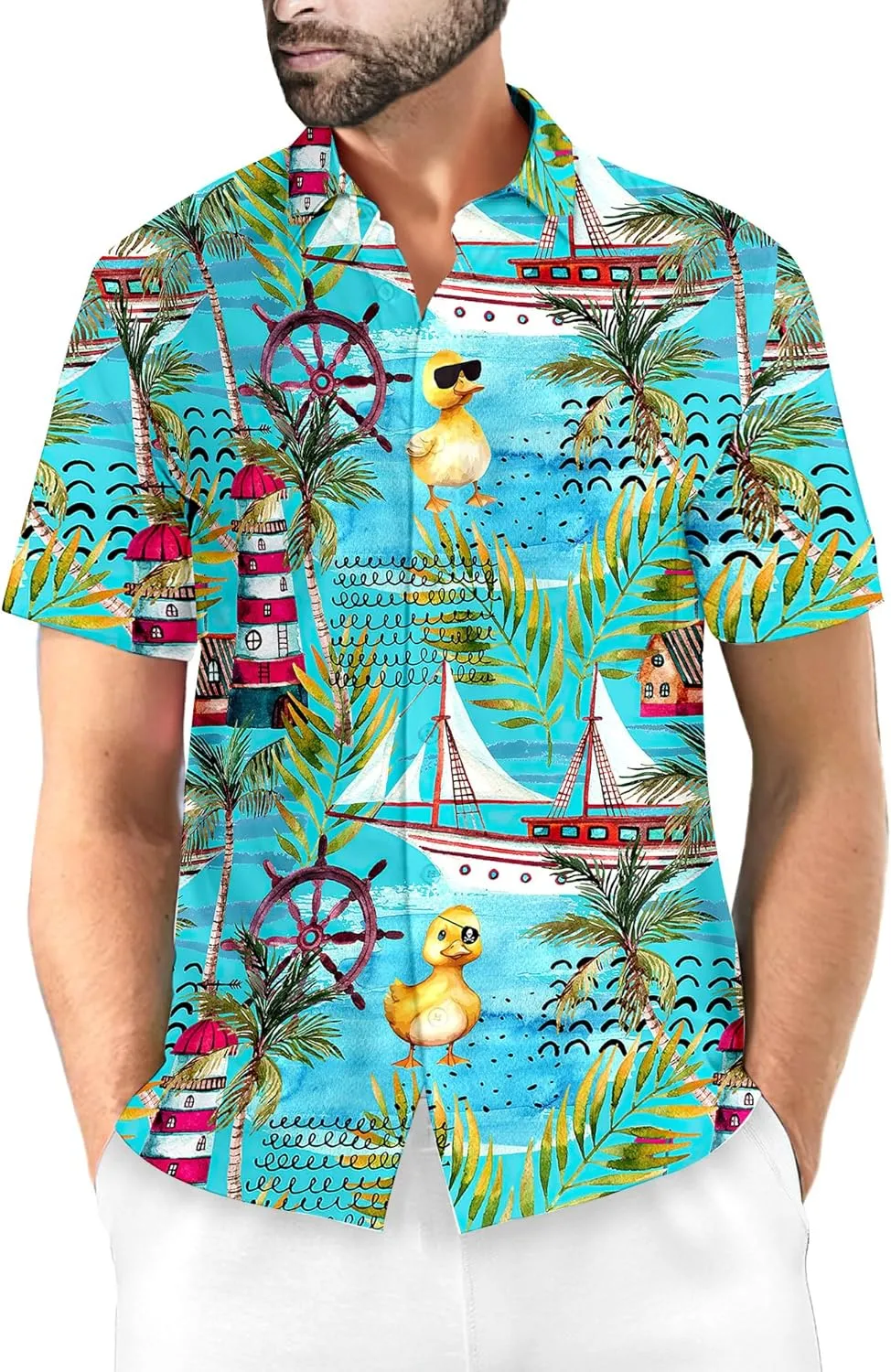 Neon Shirts for Men Button Up Shirts,Mens Neon Shirt Hawaiian Shirt for Men,Mens Beach Shirts Neon Clothes