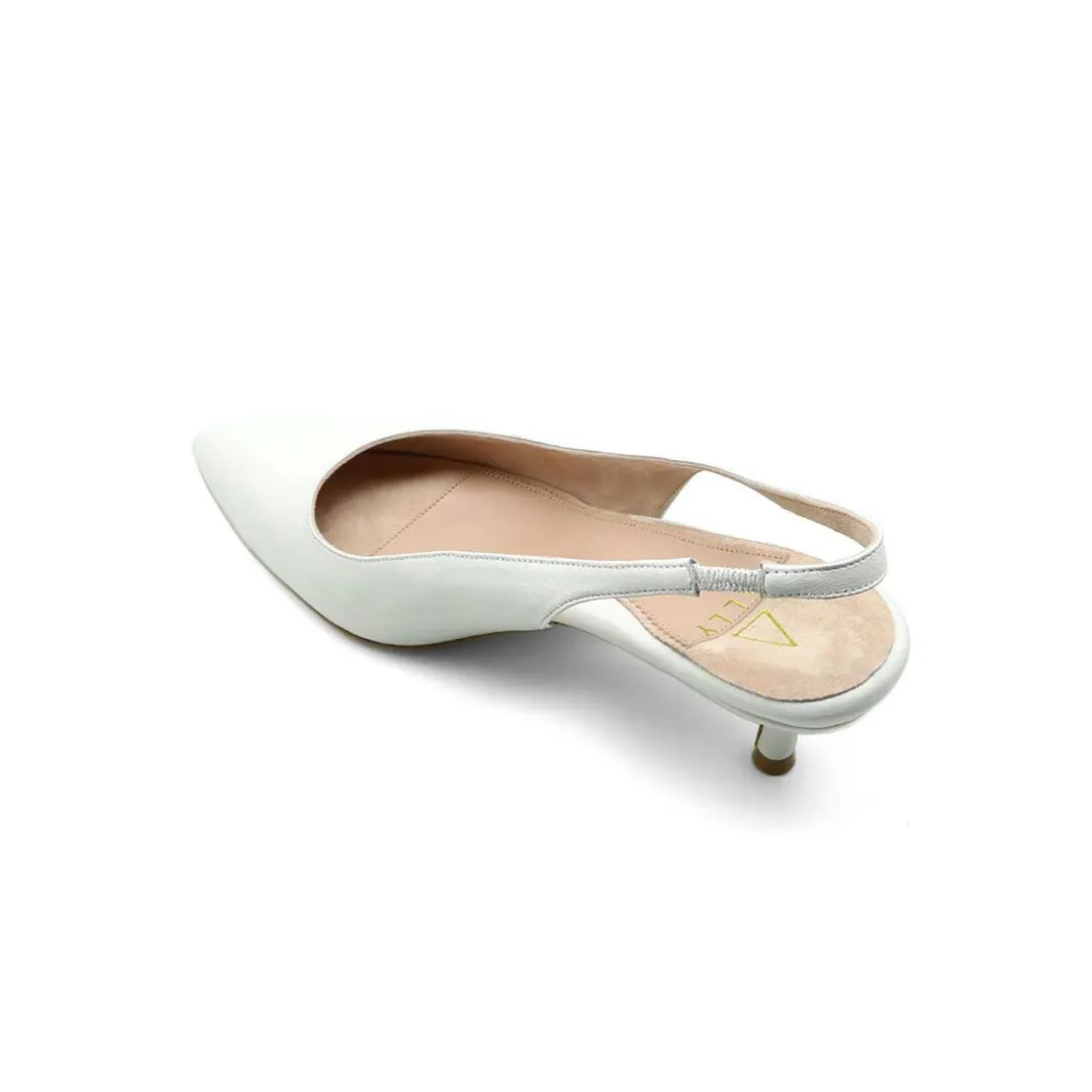 Scarlet Embossed Leather Slingback Kitten Heel