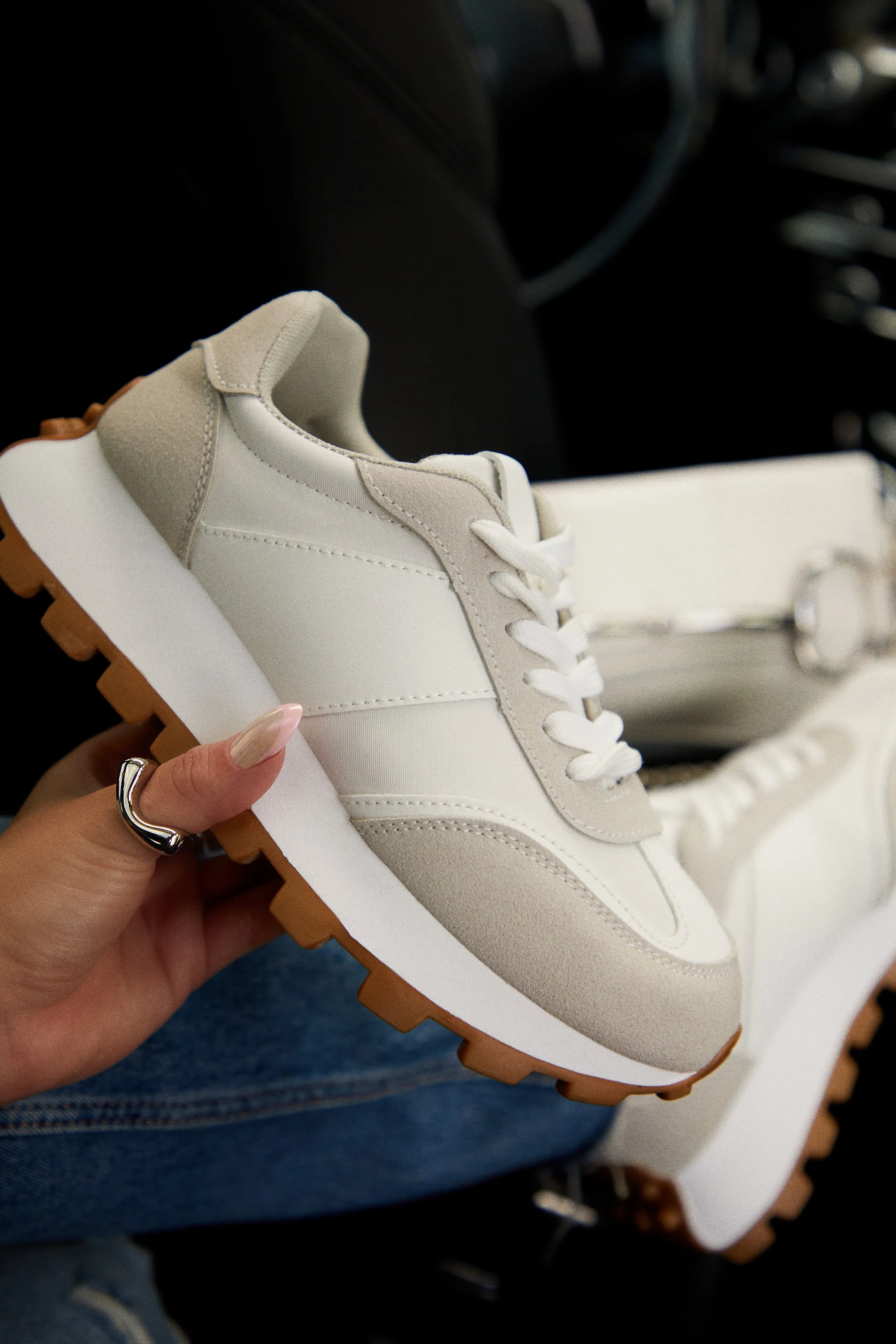 Set Goals Lace Up Sneakers - White