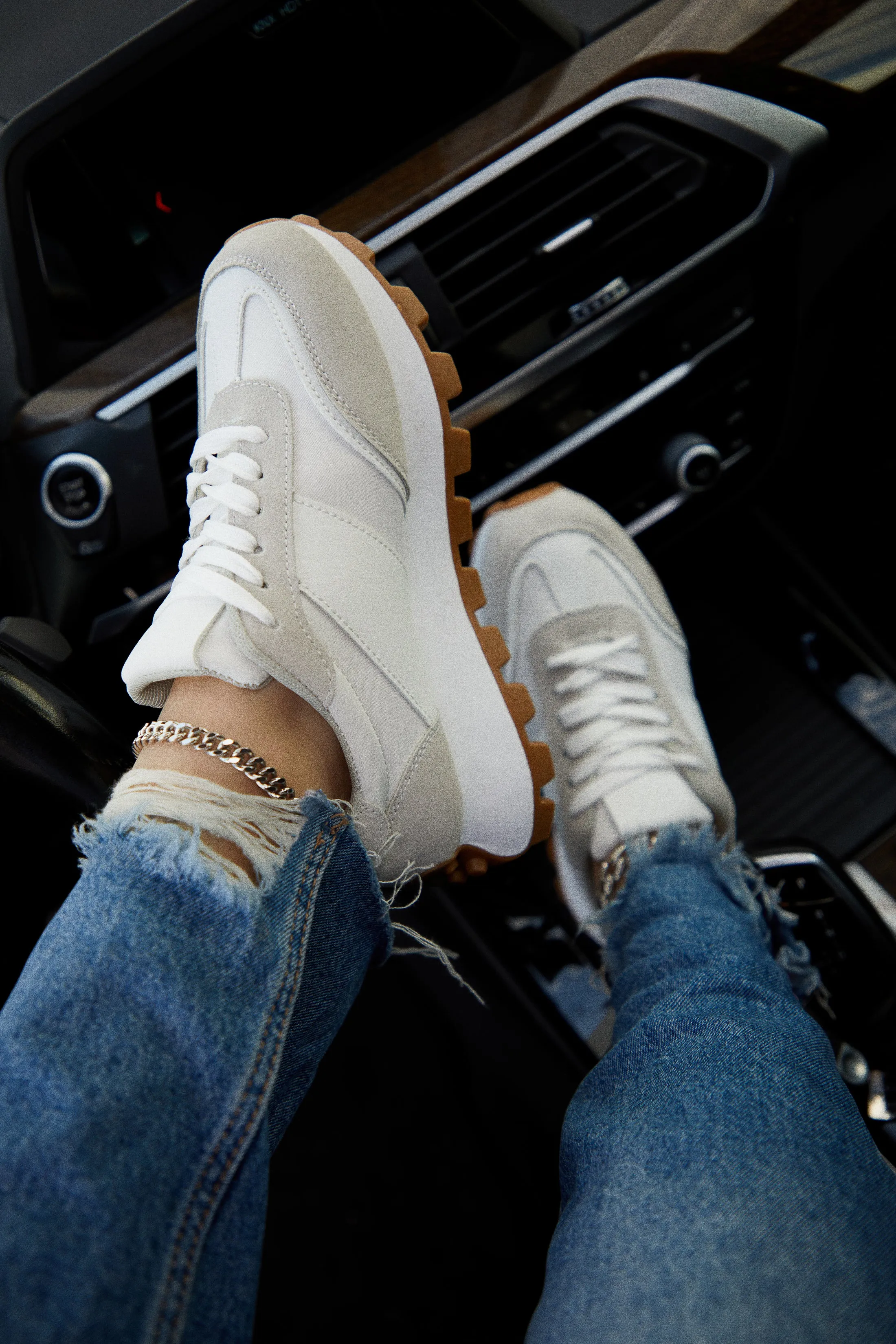 Set Goals Lace Up Sneakers - White
