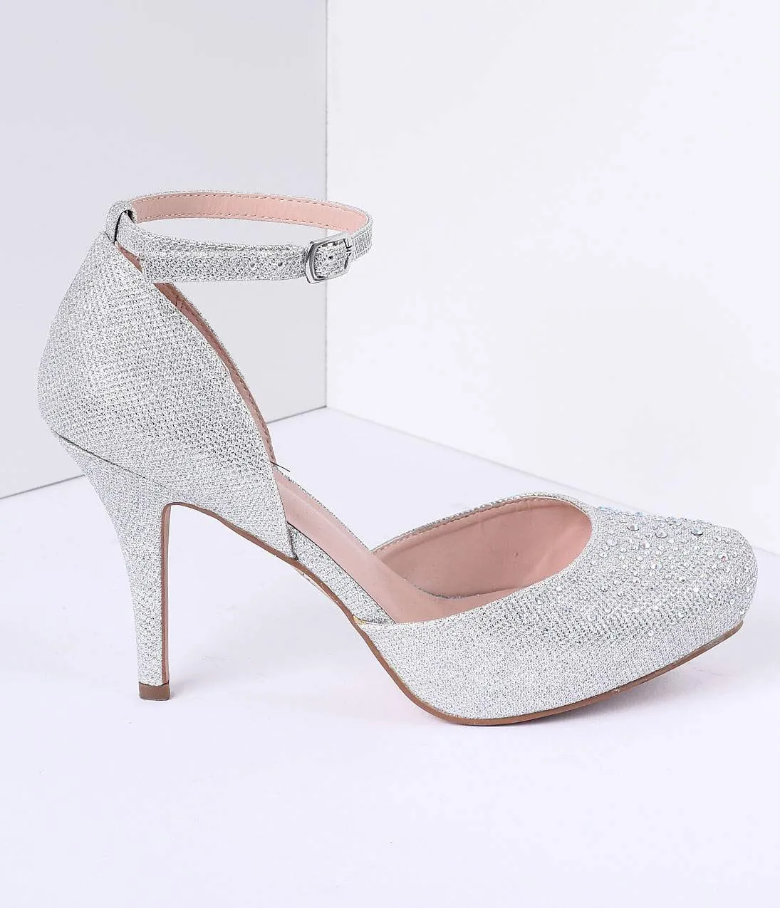 Silver Metallic Rhinestone d'Orsay Covet Heels