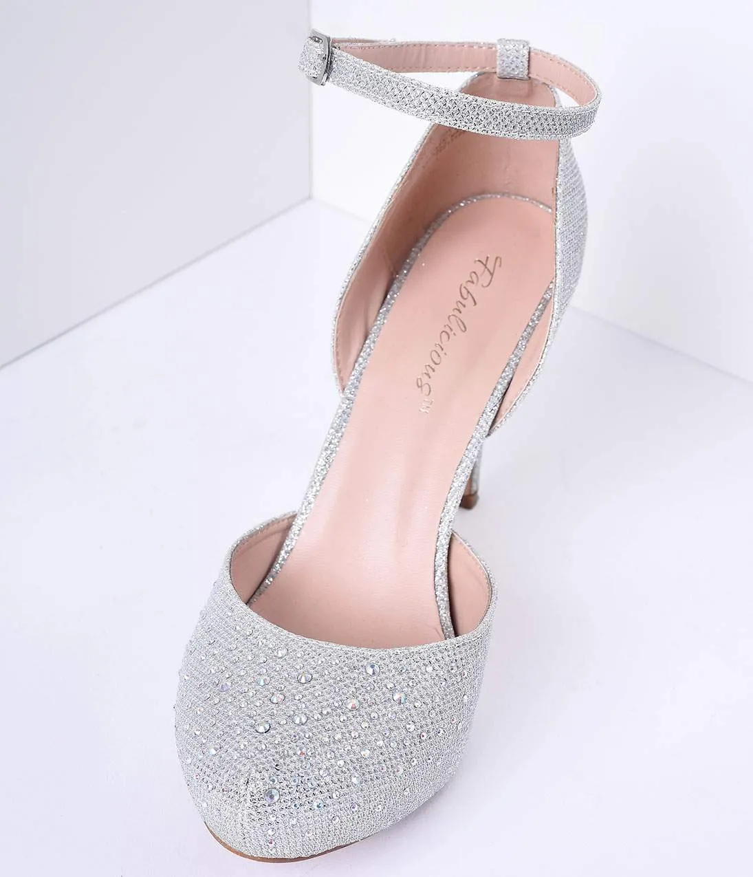 Silver Metallic Rhinestone d'Orsay Covet Heels