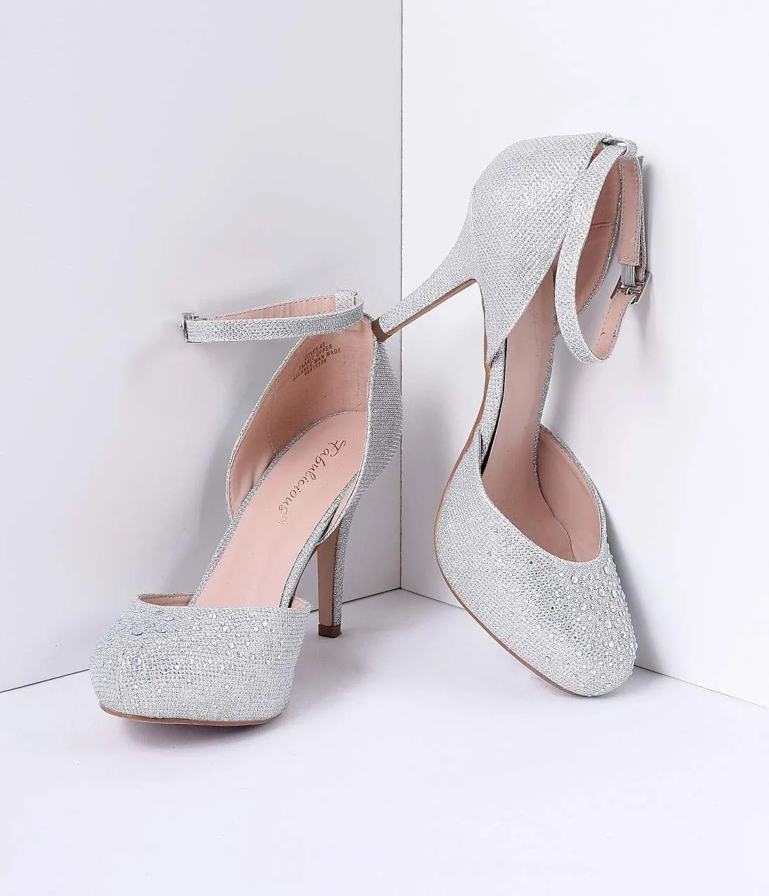 Silver Metallic Rhinestone d'Orsay Covet Heels