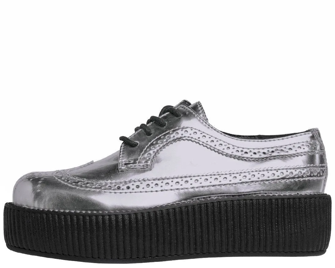 T.U.K SILVER WINGTIP BROGUE VIVA LOW CREEPER